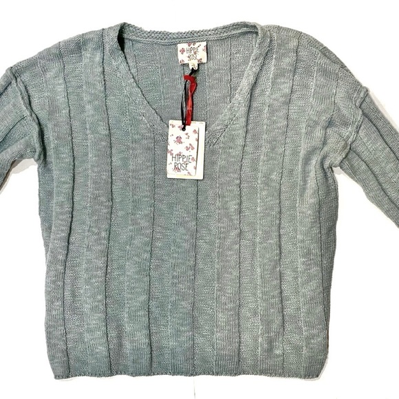Hippie Rose V-neck Sunset Clay & Crystal Sage Ribbed Sweaters Bundle of two NWT - Picture 10 of 16